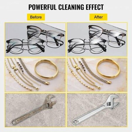 Ultrasonic Cleaner 2L Jewelry Cleaning with Digital Timer Ultrasonic Cleaning Machine for Jewellery Rings Watches Eyeglasses Dentures Coins Metal Parts