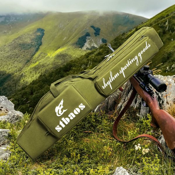 1.2m Rifle Gun Bag Shotgun Case Hunting Shooting Gear Accessories Equipment Firearm Storage Carrying Backpack with Front Pouches Hand Shoulder Straps