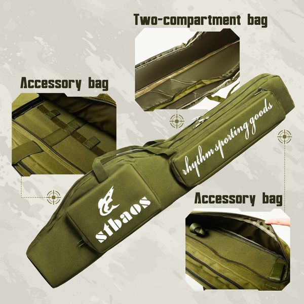 1.2m Rifle Gun Bag Shotgun Case Hunting Shooting Gear Accessories Equipment Firearm Storage Carrying Backpack with Front Pouches Hand Shoulder Straps