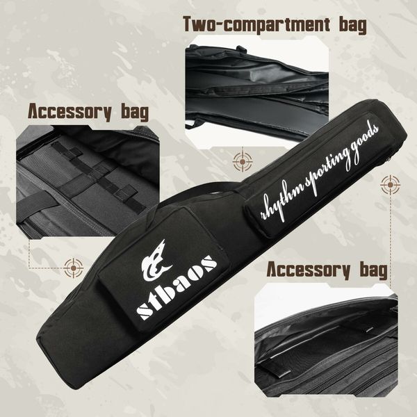 1.2m Rifle Bag Gun Case Shotgun Shooting Hunting Gear Equipment Accessories Firearm Carrying Storage Backpack with Front Pouches Hand Shoulder Straps