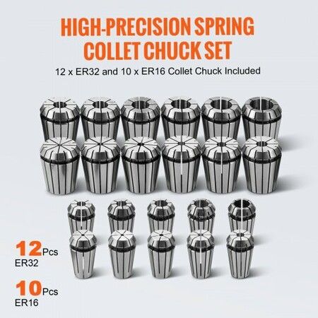 CAT40 Collet Holder ER 16/32 Collet Set 35 PCs SLN FMB ER16/32 APU Tool Holders Spring Steel Collet Chucks with 10 Pull Studs and 3 Wrenches for Milling Machine Drill Presses Boring Machine