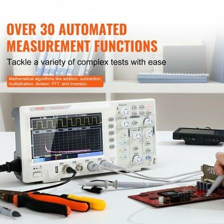 Digital Oscilloscope 1GS/S Sampling Rate 100MHZ Bandwidth Portable Oscilloscope with 4 Channels Color Screen 30 Automatic Measurement Functions for Electronic Circuit Testing DIY