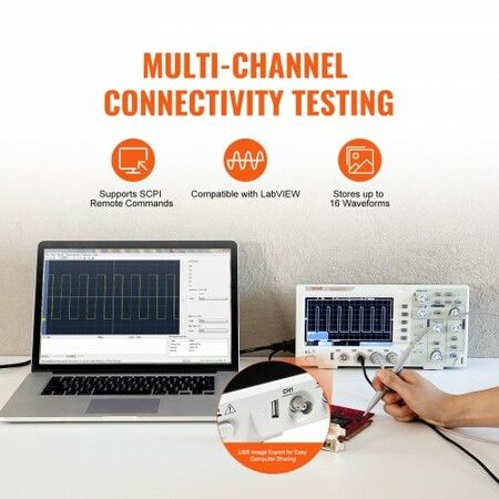 Digital Oscilloscope 1GS/S Sampling Rate 100MHZ Bandwidth Portable Oscilloscope with 4 Channels Color Screen 30 Automatic Measurement Functions for Electronic Circuit Testing DIY