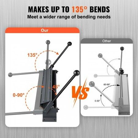 Box and Pan Brake 1220 mm ± 15 mm 0-130 Degrees Sheet Metal Bending Brake Portable Mini Metal Bender with 20 Gauge Low Carbon Steel 14 Gauge Aluminum Capacity Power Handle for Metal Bending