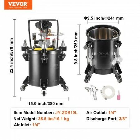 Spray Paint Pressure Pot Tank 10 L/2.5 gal Fully Automatic Stirring 70 psi