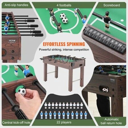 Foosball Table 48 inch Standard Size Foosball Table Indoor Full Size Foosball Table for Home Family and Game Room Soccer with Foosball Table Set Includes 2 Balls and 2 Cup Holders