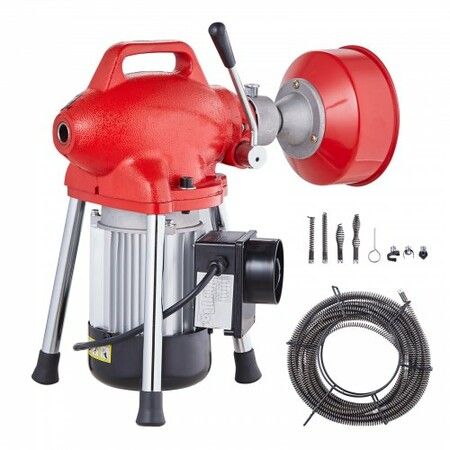 Drain Cleaner Machine 66FT x 5/8In 250W Sectional Snake Auger Manual Feed