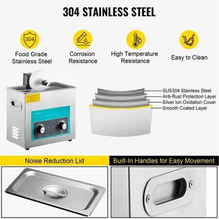 Ultrasonic Vinyl Record Cleaner 6L 40kHz Vinyl Ultrasonic Cleaning Machine Knob Control Record Ultrasonic Cleaner 8 Records Vinyl Sonic Cleaner Stainless Steel Tank w/ Mechanical Heater & Timer