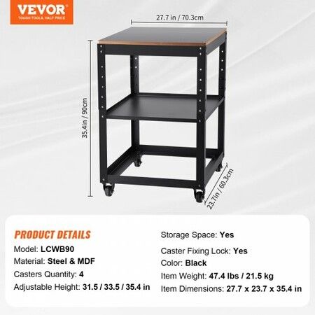 Planer Stand 100 lbs / 45 kg heavy loads Three-Gear Height Adjustable Thickness Planer Tablewith 4 Stable Casters & Storage Space for most planers saws bench-top machines power tools