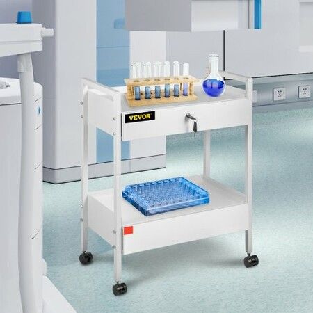 Trolley Cart Dental Lab Trolley Steel Mobile Rolling Serving Cart 2 Tiers