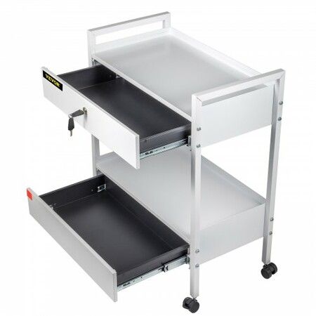 Trolley Cart Dental Lab Trolley Steel Mobile Rolling Serving Cart 2 Tiers