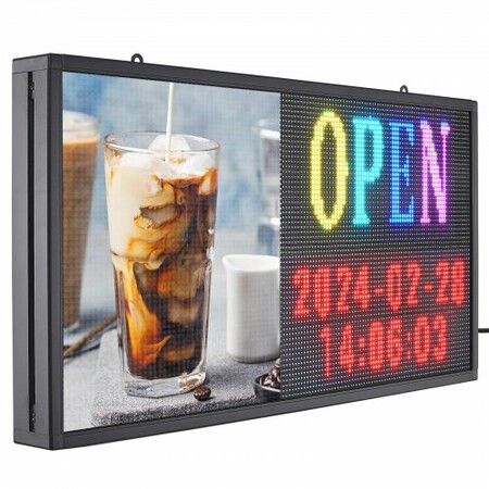 Programmable LED Sign P5 Full Color LED Scrolling Panel DIY Custom Text Animation Pattern Display Board WIFI USB Control Message Shop Sign for Store Business Party Bar Advertising 67x35cm