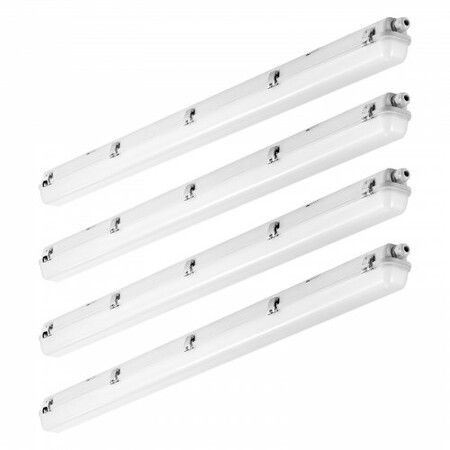 4FT LED Vapor Tight Light 60W/50W/40W Selectable 5000K Vapor Proof Light Fixture with 5400/6400/7400LM Adjustable IP65 Waterproof for Parking Lot Warehouse Walk-In Freezer Car Wash 4-Pack