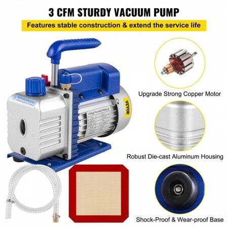 5 Gallon Vacuum Chamber Silicone Expoxy Degassing With 3CFM 1/4HP Vacuum Pump 84 L/Min