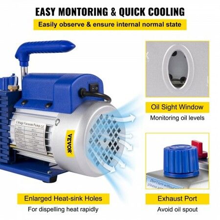 5 Gallon Vacuum Chamber Silicone Expoxy Degassing With 3CFM 1/4HP Vacuum Pump 84 L/Min