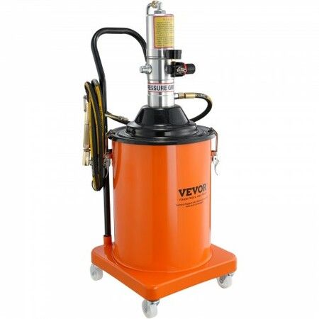 Grease Pump 20L 5 Gallon Capacity Air Operated Grease Pump with 3.88 m High Pressure Hose and Grease Gun Pneumatic Grease Bucket Pump with Wheels Portable Lubrication Grease Pump 50:1 Pressure Ratio