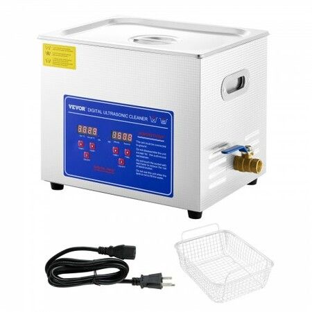 Ultrasonic Cleaner 10L Jewelry Cleaning w/ Digital Timer Ultrasonic Cleaning Machine for Jewellery Rings Watches Eyeglasses Dentures Coins Metal Parts