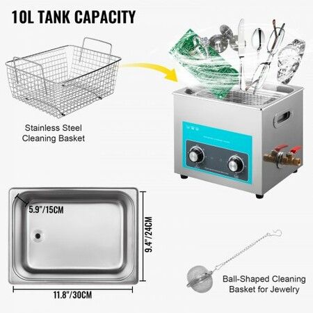 Ultrasonic Jewelry Cleaner with Heater Timer for Cleaning Eyeglass Rings Dentures Music Instruments