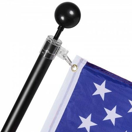 25FT Telescopic Flagpole Kit Heavy Duty Aluminum Alloy Flag Pole Kit in Ground for Outside 3 Display Modes Flagpole with Professional Accessories Black