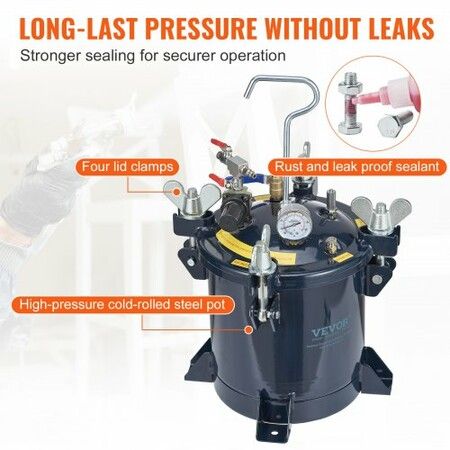 Spray Paint Pressure Pot Tank 10L/2.5gal Resin Pressure Feed Paint Tank