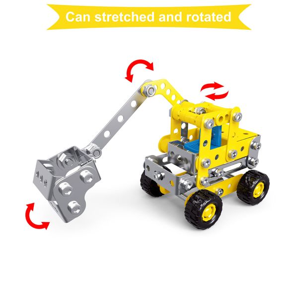 7 in 1 STEM Toy Set for Boys Learning Engineering  Metal Construction Toys  Assembly  Vehicle Model Boys Chirstmas birthday Gifts