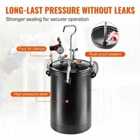 Spray Paint Pressure Pot Tank 15L/3.75gal Spray Gun Hoses Pressure Gauge