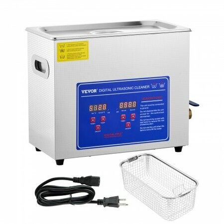 Brand New 6 Liter Stainless Steel Digital Ultrasonic Cleaner w/ Bracket & Drainage System