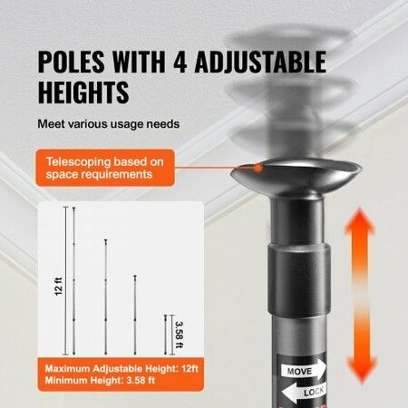 Dust Barrier Poles 12 Ft Barrier Poles Dust Barrier System with 4 Telescoping Poles Magnetic Zipper Carry Bag and 32.8x13.12 Ft Plastic Film