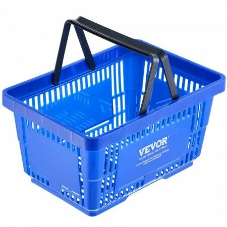 Shopping Basket Set of 12 24L Durable Plastic Grocery Basket with Handle and Stand 425 x 295 x 225 mm Portable Shop Basket Bulk Used