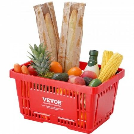 Shopping Basket Set of 12 24L Durable Plastic Grocery Basket with Handle and Stand 425 x 295 x 225 mm Portable Shop Basket Bulk Used