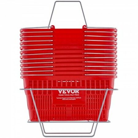 Shopping Basket Set of 12 21L Durable Plastic Grocery Basket with Metal Handle and Stand 425 x 305 x 218 mm Portable Shop Basket Bulk Used