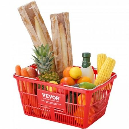 Shopping Basket Set of 12 21L Durable Plastic Grocery Basket with Metal Handle and Stand 425 x 305 x 218 mm Portable Shop Basket Bulk Used