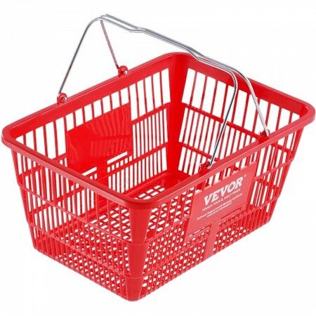 Shopping Basket Set of 12 21L Durable Plastic Grocery Basket with Metal Handle and Stand 425 x 305 x 218 mm Portable Shop Basket Bulk Used