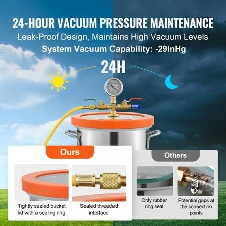 5 Gallon Vacuum Chamber Upgraded Tempered Glass Lid Vacuum Degassing Chamber 304 Stainless Steel Chamber for Stabilizing Wood Resin Degassing