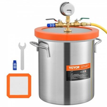 5 Gallon Vacuum Chamber Upgraded Tempered Glass Lid Vacuum Degassing Chamber 304 Stainless Steel Chamber for Stabilizing Wood Resin Degassing