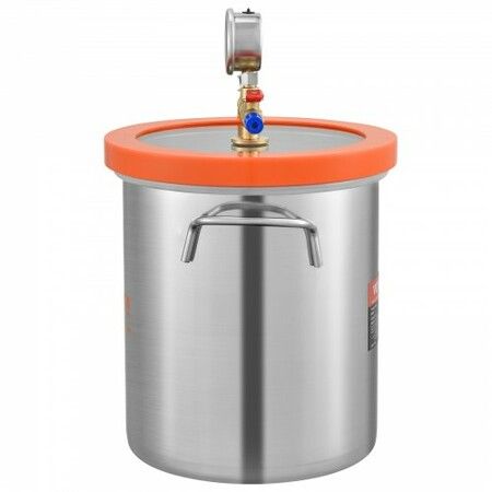 5 Gallon Vacuum Chamber Upgraded Tempered Glass Lid Vacuum Degassing Chamber 304 Stainless Steel Chamber for Stabilizing Wood Resin Degassing