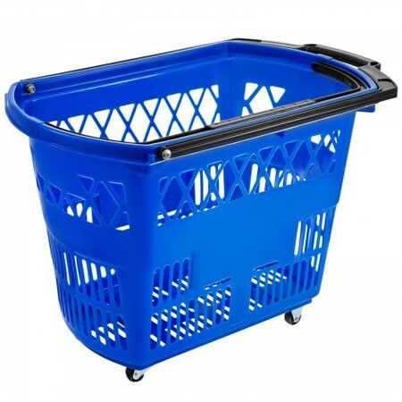 Shopping Basket with Handle on Castors- Blue Pack of 6