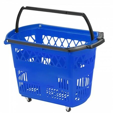 Shopping Basket with Handle on Castors- Blue Pack of 6