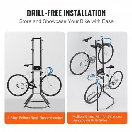 4 Bike Storage Rack Free Standing Gravity Wall Vertical Bike Rack Fully Adjustable Bike Rack Garage Sturdy Steel & Easy Assemble for Garage Living Room