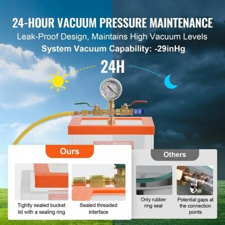 2 Gallon Vacuum Chamber Upgraded Multipurpose Acrylic Vacuum Degassing Chamber Transparent Vacuum Chamber for Resin Degassing Silica Gel Degassing