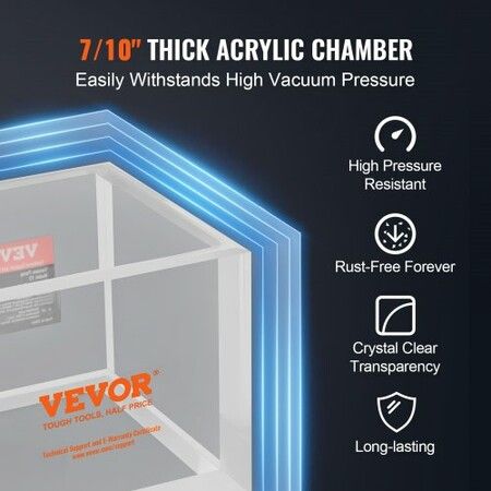 2 Gallon Vacuum Chamber Upgraded Multipurpose Acrylic Vacuum Degassing Chamber Transparent Vacuum Chamber for Resin Degassing Silica Gel Degassing