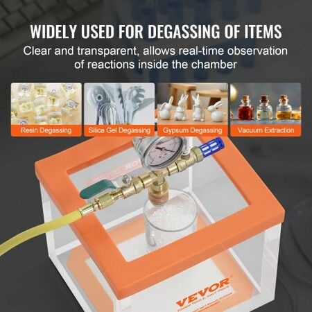 2 Gallon Vacuum Chamber Upgraded Multipurpose Acrylic Vacuum Degassing Chamber Transparent Vacuum Chamber for Resin Degassing Silica Gel Degassing