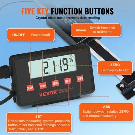 Digital Readout 152.4 mm & 304.8 mm & 609.6 mm Linear Scale 3 Axis DRO Display Kit with L-Shaped Brackets Z-Shaped Brackets Thickened Plates Screws