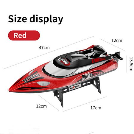 RC Racing Boat Toy, High Speed Electronic Remote Control Boat for Kids,35KM/H with Night Light (Red)