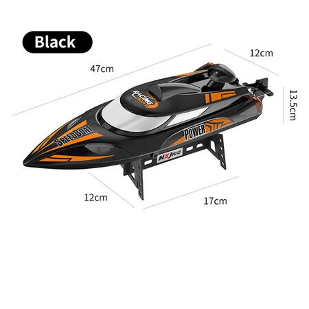 RC Racing Boat Toy, High Speed Electronic Remote Control Boat for Kids,35KM/H with Night Light (Black)