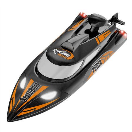 RC Racing Boat Toy, High Speed Electronic Remote Control Boat for Kids,35KM/H with Night Light (Black)