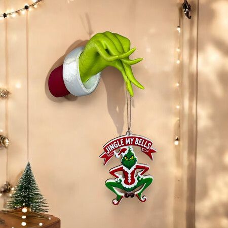 Grinch Christmas Hand 3D Atmospheric Decorative Pendant, Christmas Elf Body Decorations