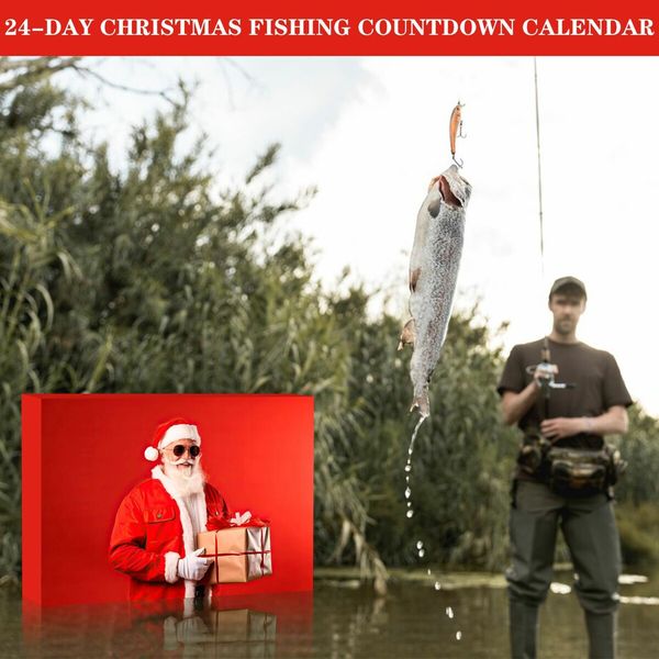 Advent Calendar Fishing Christmas Countdown, 24 Days Fishing Lures Set for Fisher Men, 2024 Xmas Surprise Gift