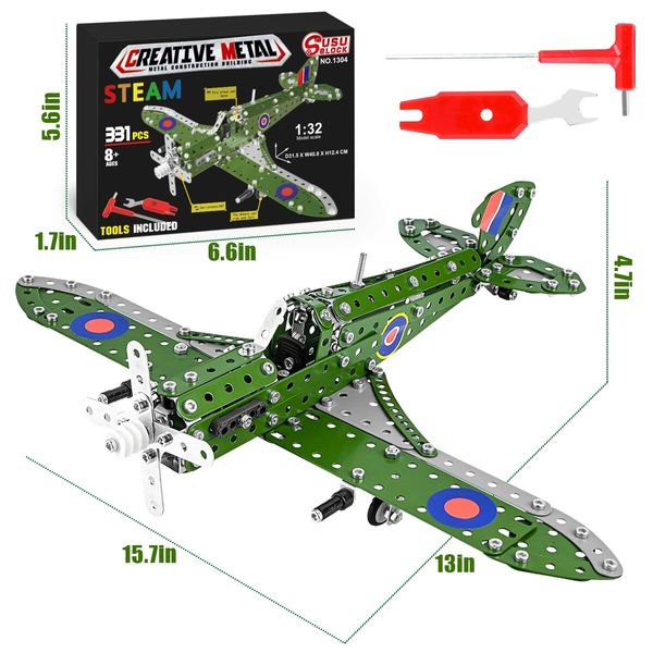 STEM Building Toys Model Airplane Model Scale Erector Set Model Planes Kids  Gifts Hurricane Fighter Fans Age 8+