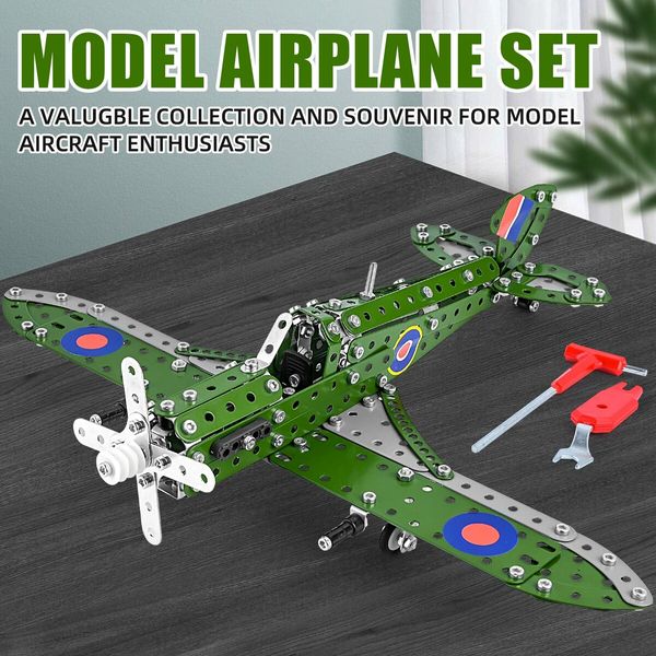 STEM Building Toys Model Airplane Model Scale Erector Set Model Planes Kids  Gifts Hurricane Fighter Fans Age 8+